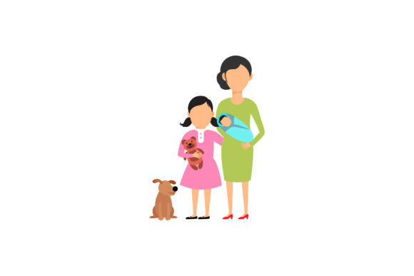 Family Asset Mom Daughter Baby Dog Design Review