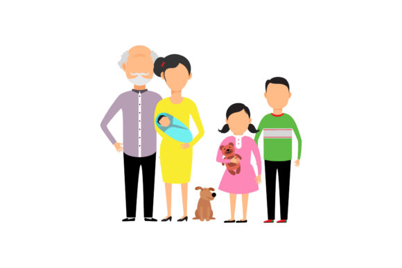 Family Set Mom, Grandpa, Kids Dog: A Stitch Test