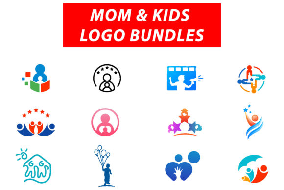 Mom and Kids Play Logo Bundles Vector Review