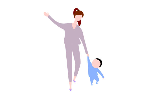 Mom and Son Together Flat Illustration Review
